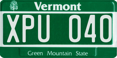 VT license plate XPU040