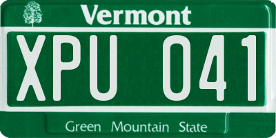 VT license plate XPU041