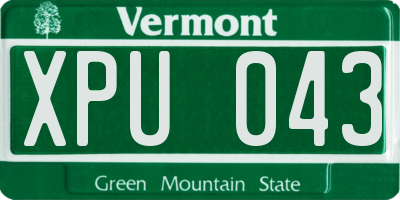 VT license plate XPU043