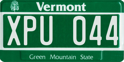 VT license plate XPU044