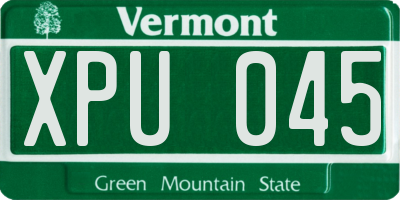 VT license plate XPU045