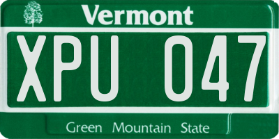 VT license plate XPU047