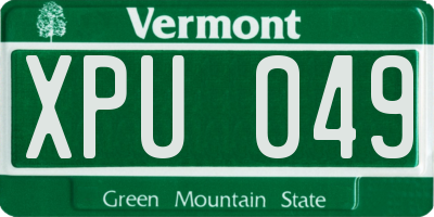 VT license plate XPU049