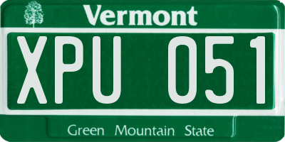 VT license plate XPU051