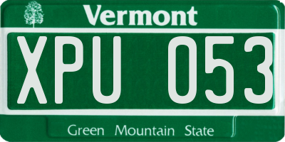 VT license plate XPU053