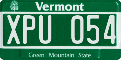 VT license plate XPU054