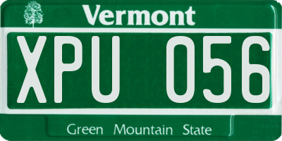 VT license plate XPU056