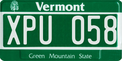 VT license plate XPU058