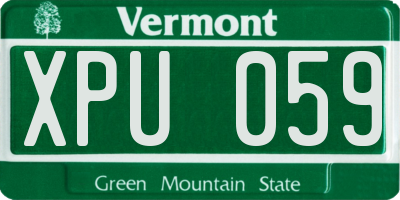 VT license plate XPU059