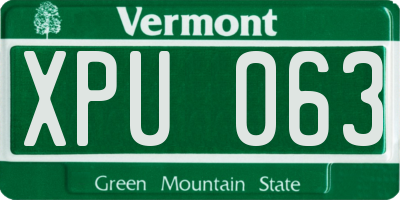 VT license plate XPU063