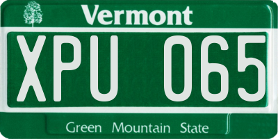 VT license plate XPU065
