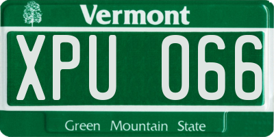 VT license plate XPU066
