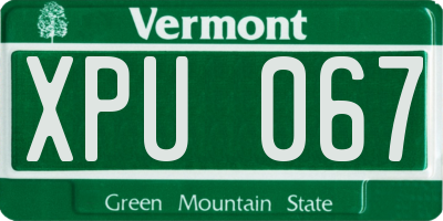 VT license plate XPU067