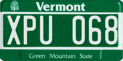 VT license plate XPU068