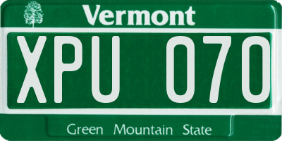 VT license plate XPU070