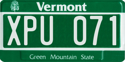 VT license plate XPU071