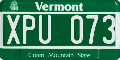 VT license plate XPU073