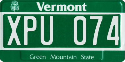 VT license plate XPU074