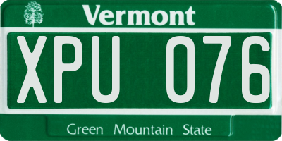 VT license plate XPU076
