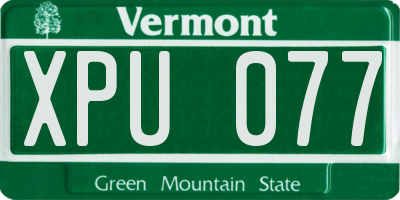 VT license plate XPU077