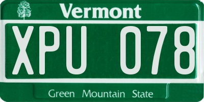 VT license plate XPU078