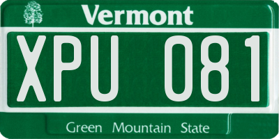 VT license plate XPU081
