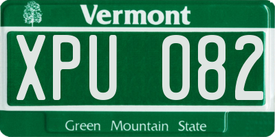 VT license plate XPU082