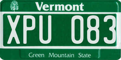 VT license plate XPU083