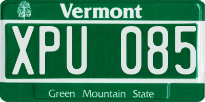 VT license plate XPU085