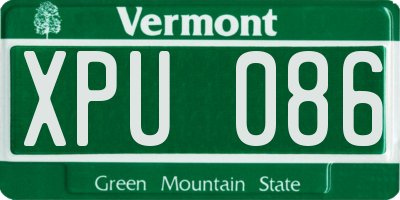 VT license plate XPU086