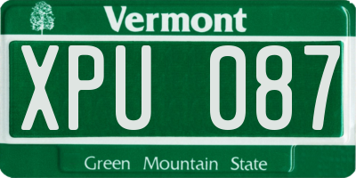 VT license plate XPU087