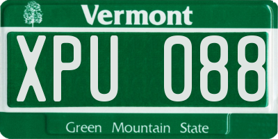 VT license plate XPU088