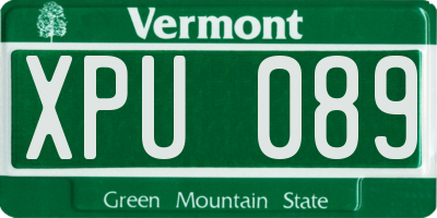VT license plate XPU089