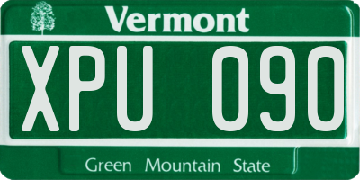 VT license plate XPU090