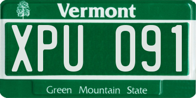 VT license plate XPU091