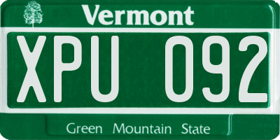 VT license plate XPU092