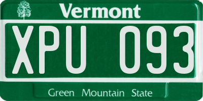 VT license plate XPU093