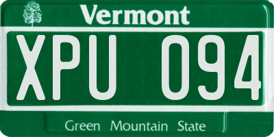 VT license plate XPU094