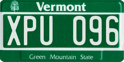 VT license plate XPU096