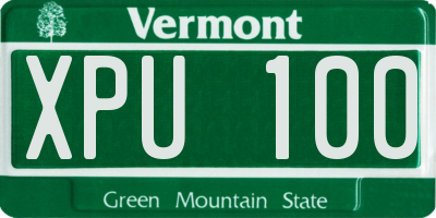 VT license plate XPU100