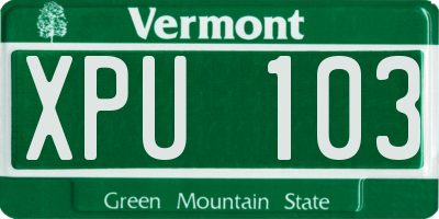 VT license plate XPU103