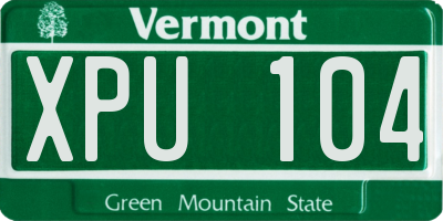 VT license plate XPU104