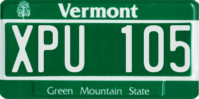 VT license plate XPU105