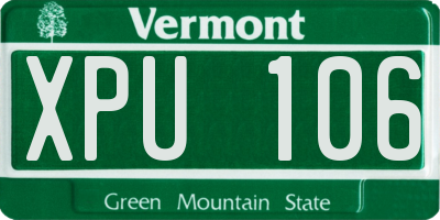 VT license plate XPU106
