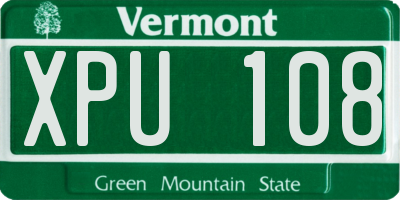 VT license plate XPU108