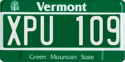 VT license plate XPU109
