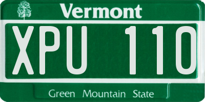 VT license plate XPU110