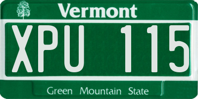 VT license plate XPU115