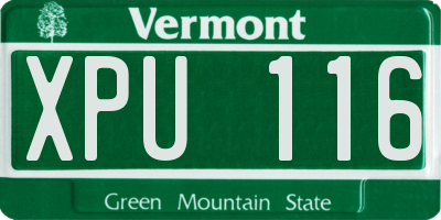 VT license plate XPU116