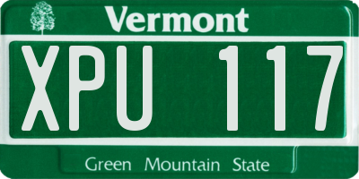 VT license plate XPU117